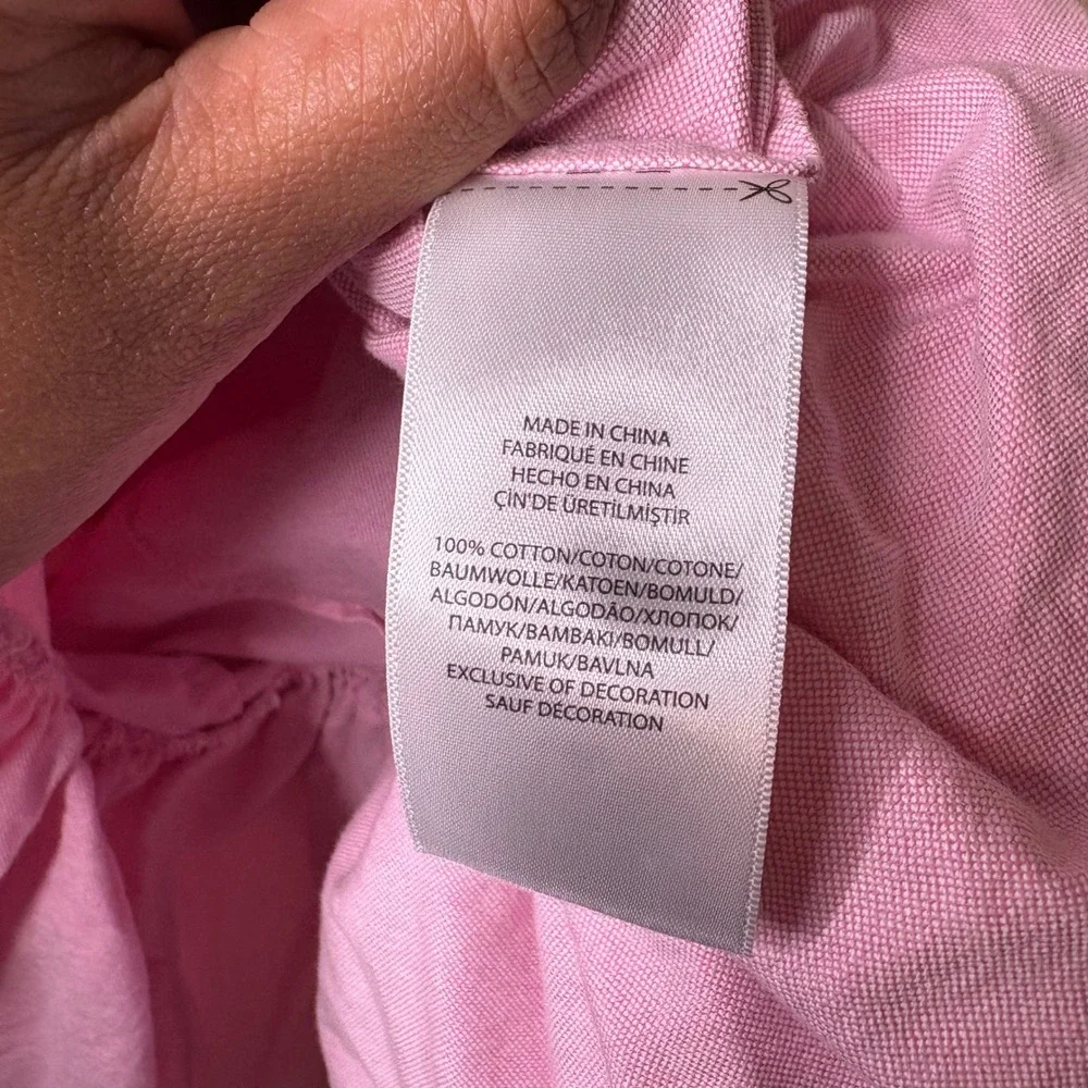 Ralph Lauren Girls Pink Oxford Pintuck Pleated Shirt Dress Size 14 Preppy Cute